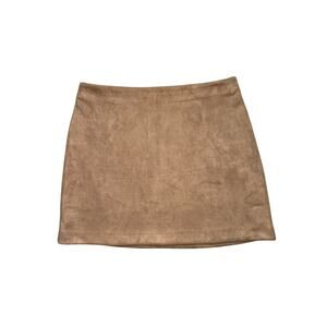 Pink Lily Faux Suede Mini Skirt | Tan Neutral  | Fall Casual Chic | Size L